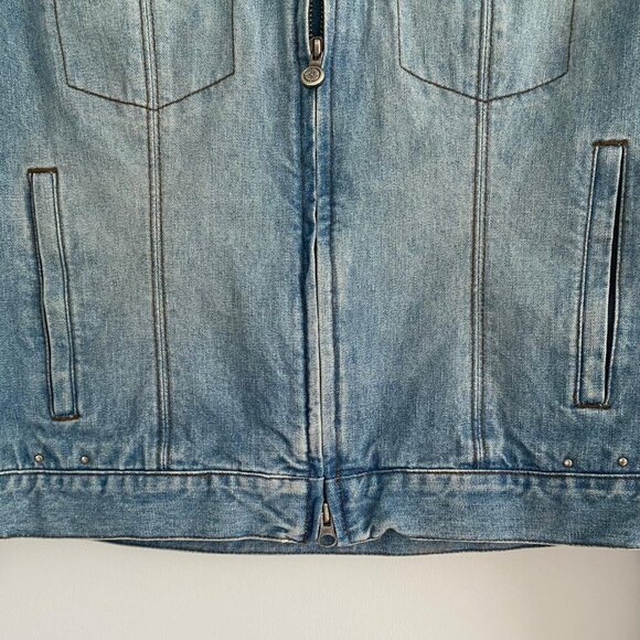 Harley Davidson jean jacket with leather back size Large - Picture 5 of 6